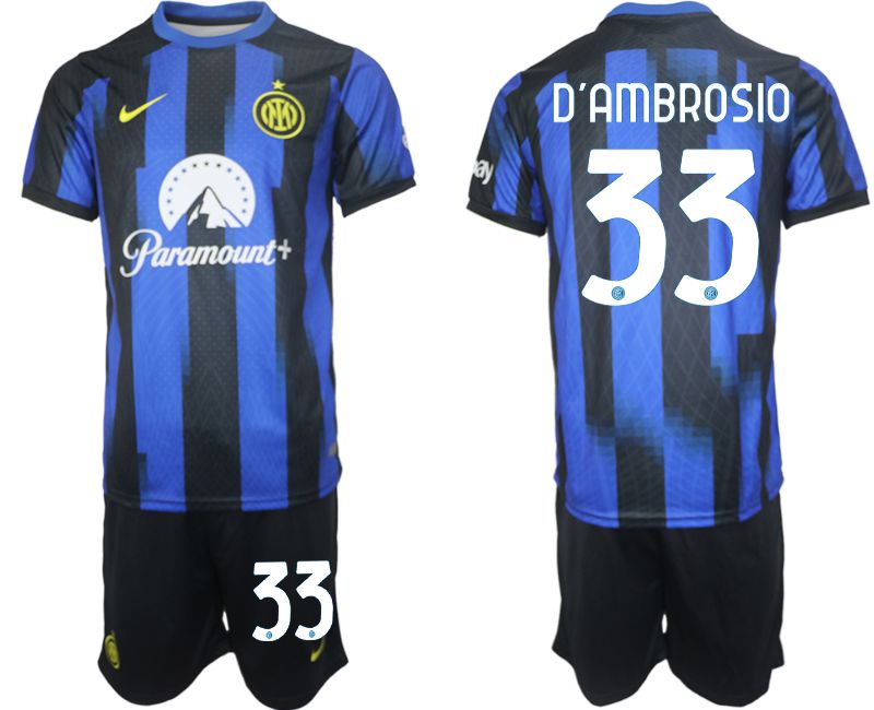 Men 2023-2024 Club Inter Milan home blue #33 Soccer Jersey